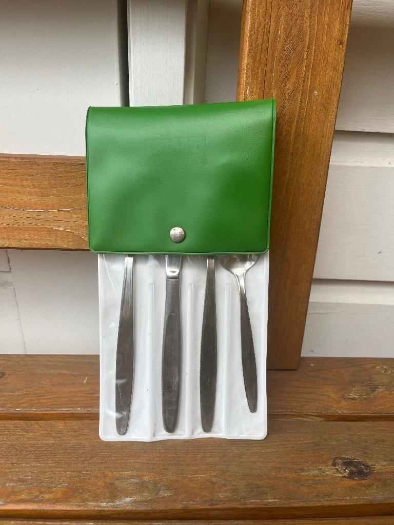 Vintage reisbestekset in etui | camping bestek, Ophalen of Verzenden, Gebruikt, Rvs of Chroom