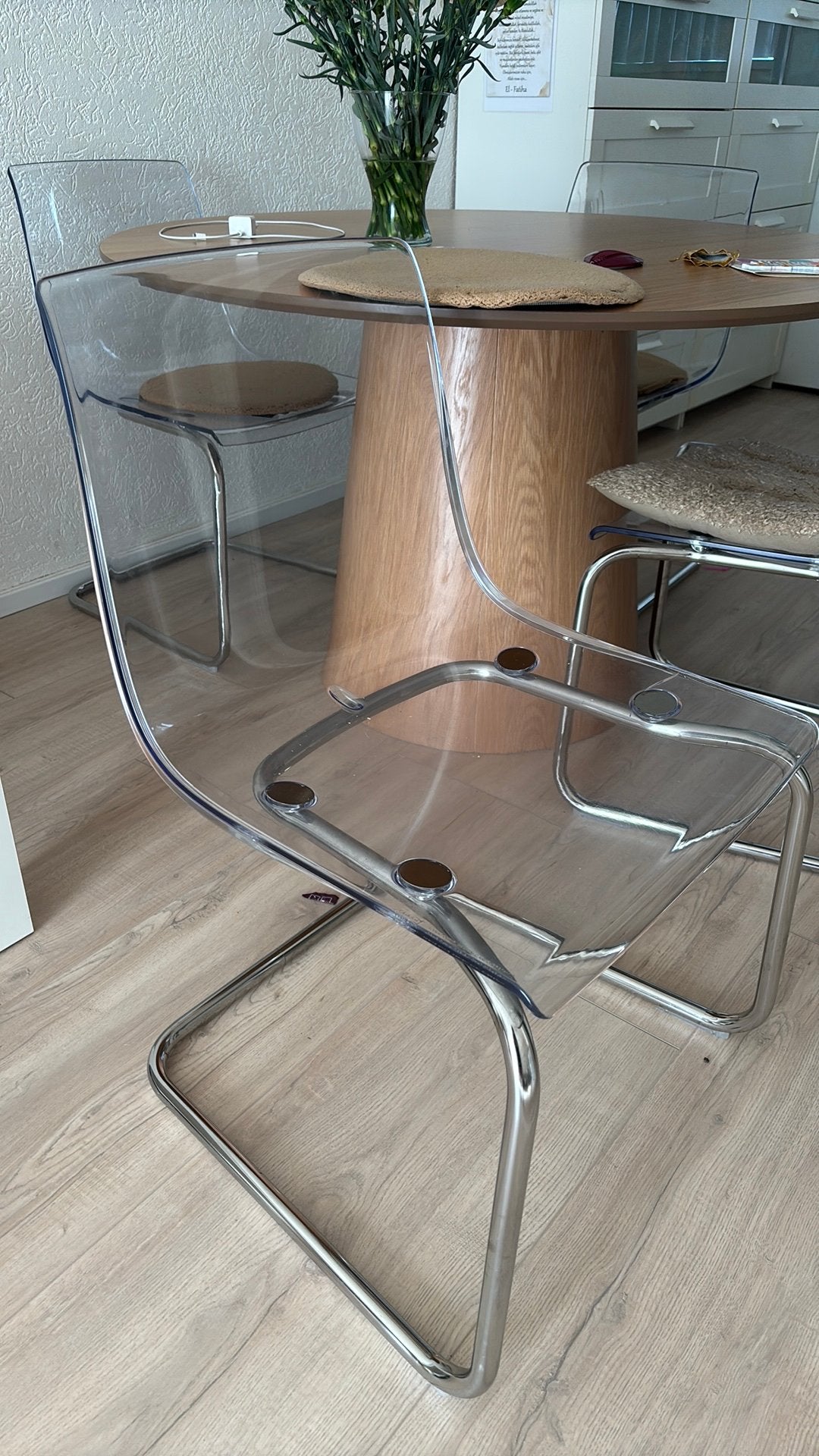 Witte eettafel 160 en 4 ikea tobias stoelen, Ophalen, Gebruikt, Wit, Vier