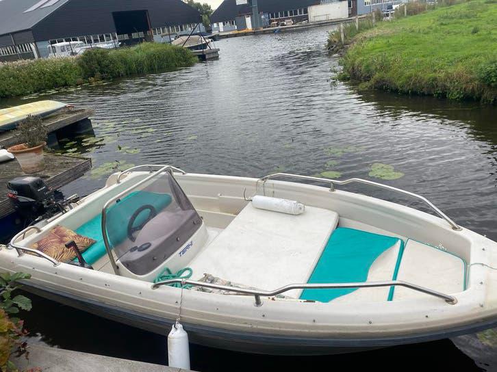 Terhi 410 met 9,9pk Suzuki motor en trailer, Auto diversen, Ophalen, Gebruikt