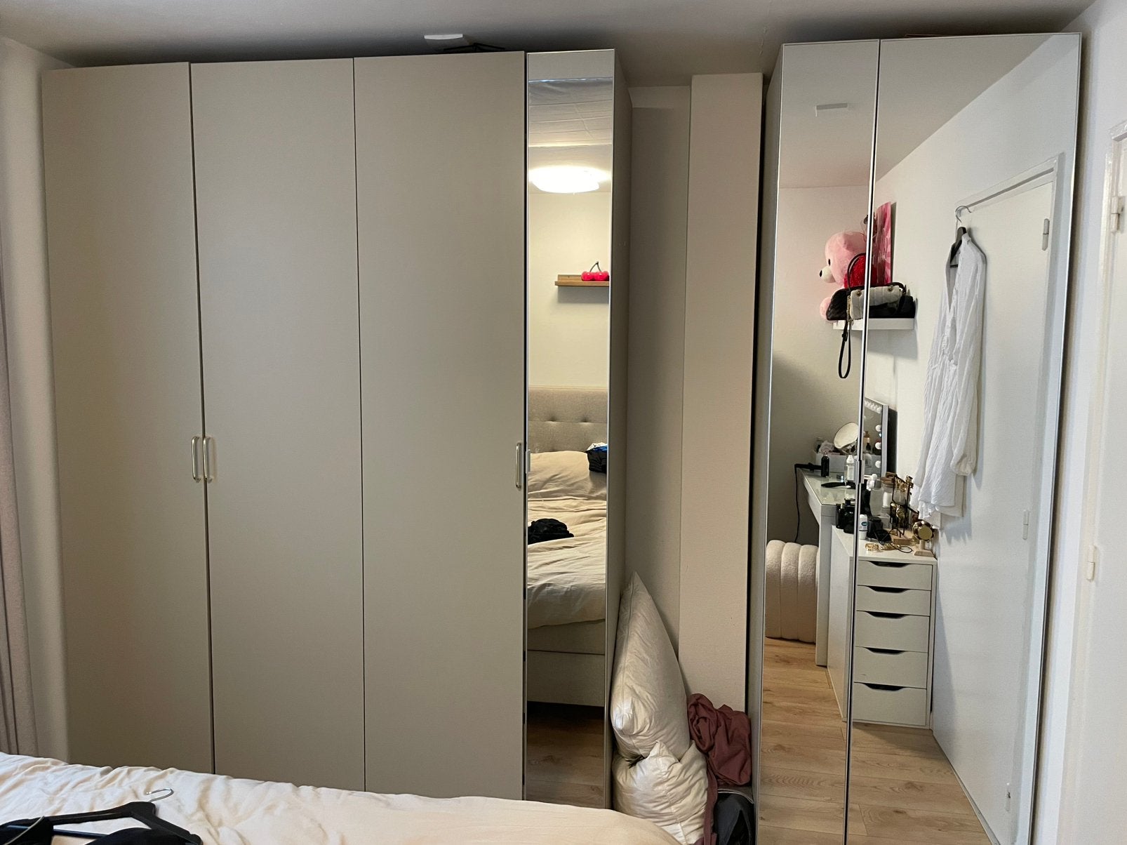 Ikea Pax Kast Beige & rechterdeel spiegel., Ophalen, Zo goed als nieuw, 50 tot 75 cm, 200 cm of meer