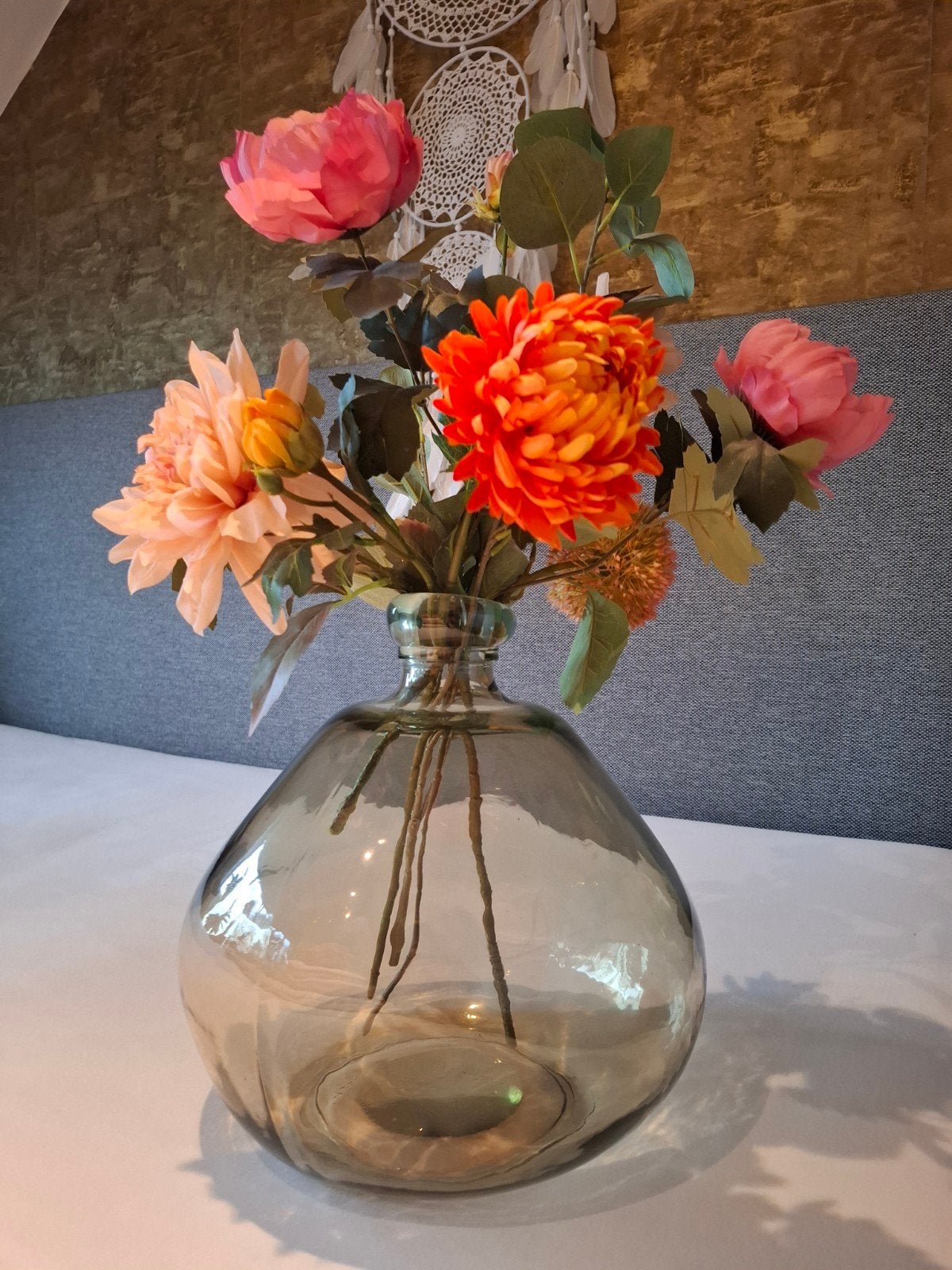 Vaas met kunstbloemen, Ophalen, Overige kleuren, Minder dan 50 cm, Glas