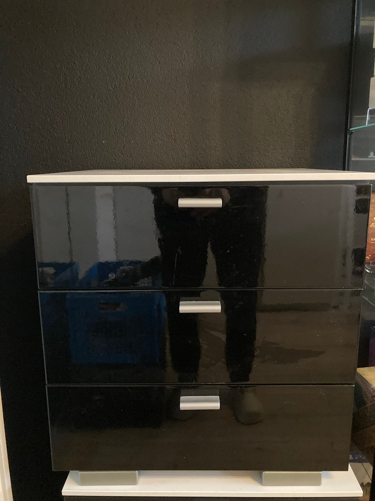 2 Zwarte ladekast/nachtkastje met 3 laden - Gebruikt, Ophalen, Overige materialen, Gebruikt, 100 tot 150 cm