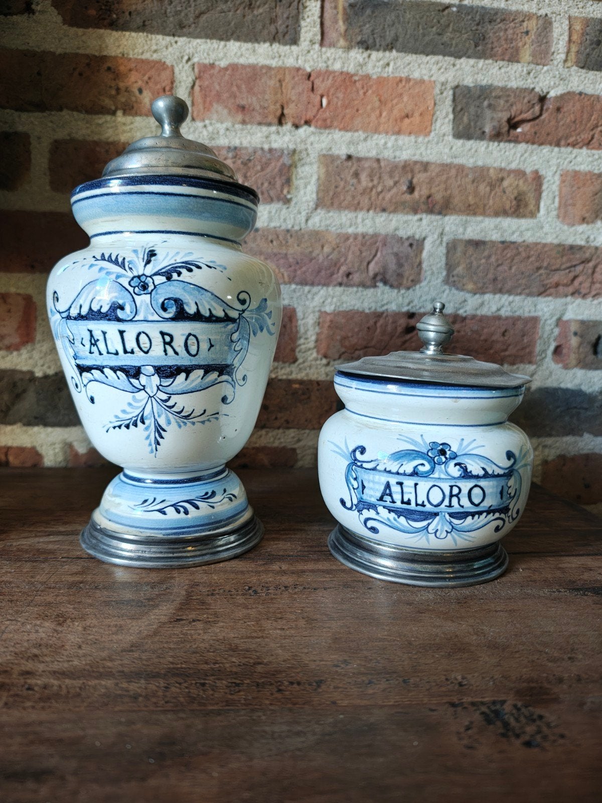 2 oude Italiaanse keramiek kruidenpotjes, Ophalen of Verzenden