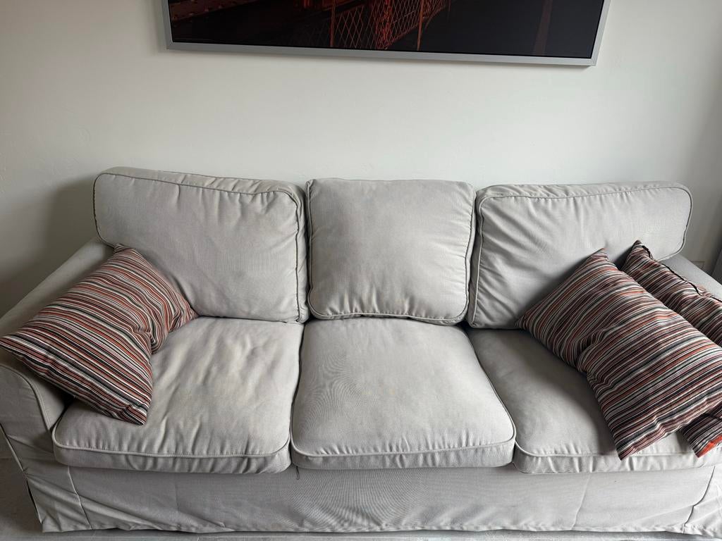 Comfortabele 3-zitsbank met afneembare hoezen, Ophalen, Zo goed als nieuw, Stof