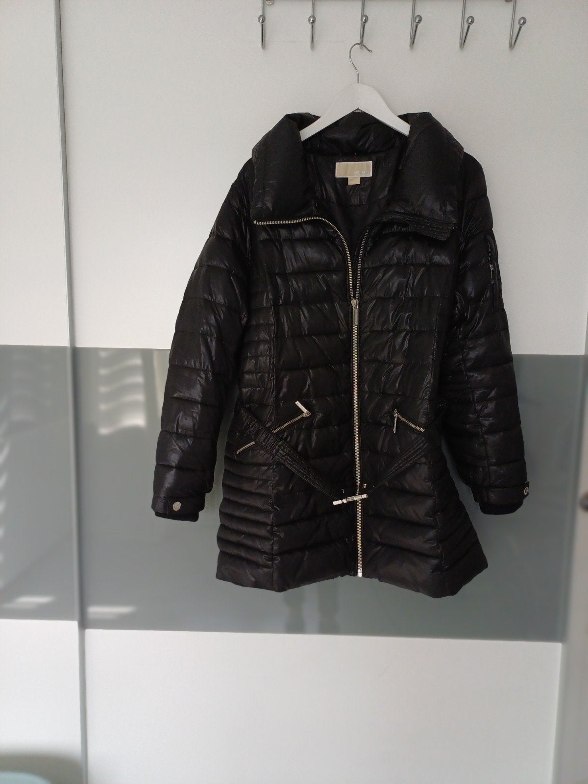 Michael Kors Zwarte Gewatteerde Jas met Riem - Maat xl, Michael Kors, Zwart, Maat 42/44 (L), Ophalen of Verzenden