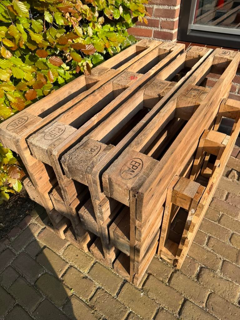 4 europallets, Doe-het-zelf en Verbouw, Hout en Planken, 25 tot 50 mm, Ophalen of Verzenden, Zo goed als nieuw, Pallet