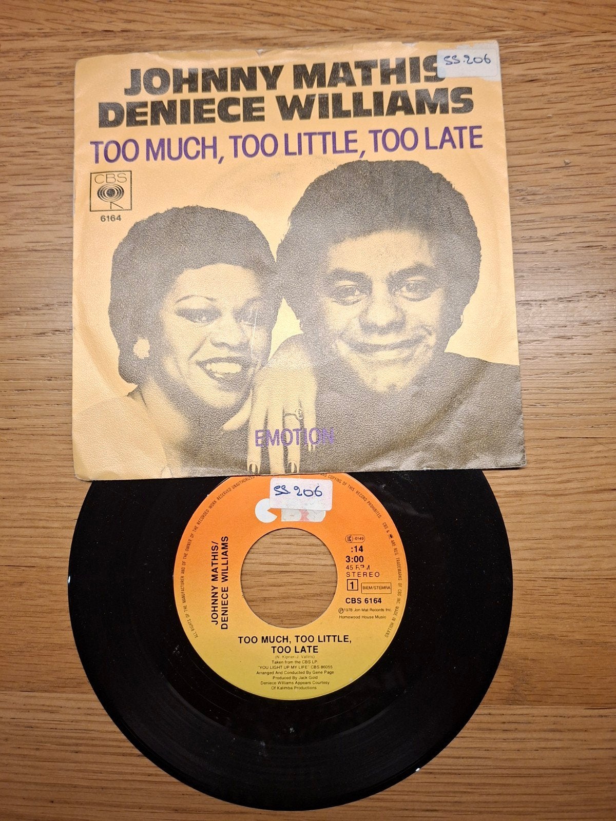 Johnny Mathis Deniece Williams - Too Much, Too Little, Cd's en Dvd's, Gebruikt, 7 inch, Ophalen of Verzenden, Pop