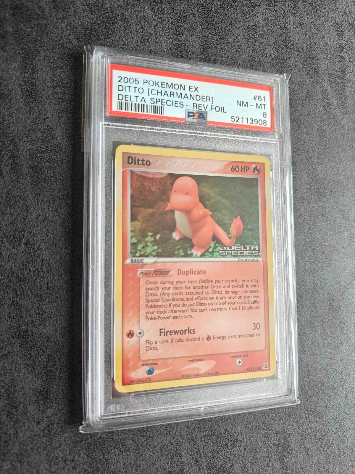 PSA 8 Ditto (Charmander) Reverse Holo EX Delta Species, Ophalen of Verzenden