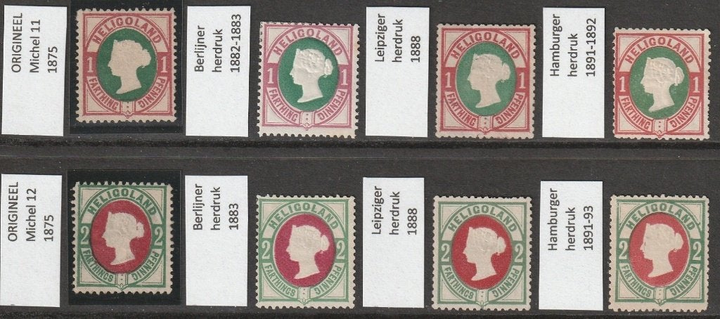 HELGOLAND - HELIGOLAND - Mi11, Mi12 & herdrukken, Ophalen of Verzenden, Duitse Keizerrijk