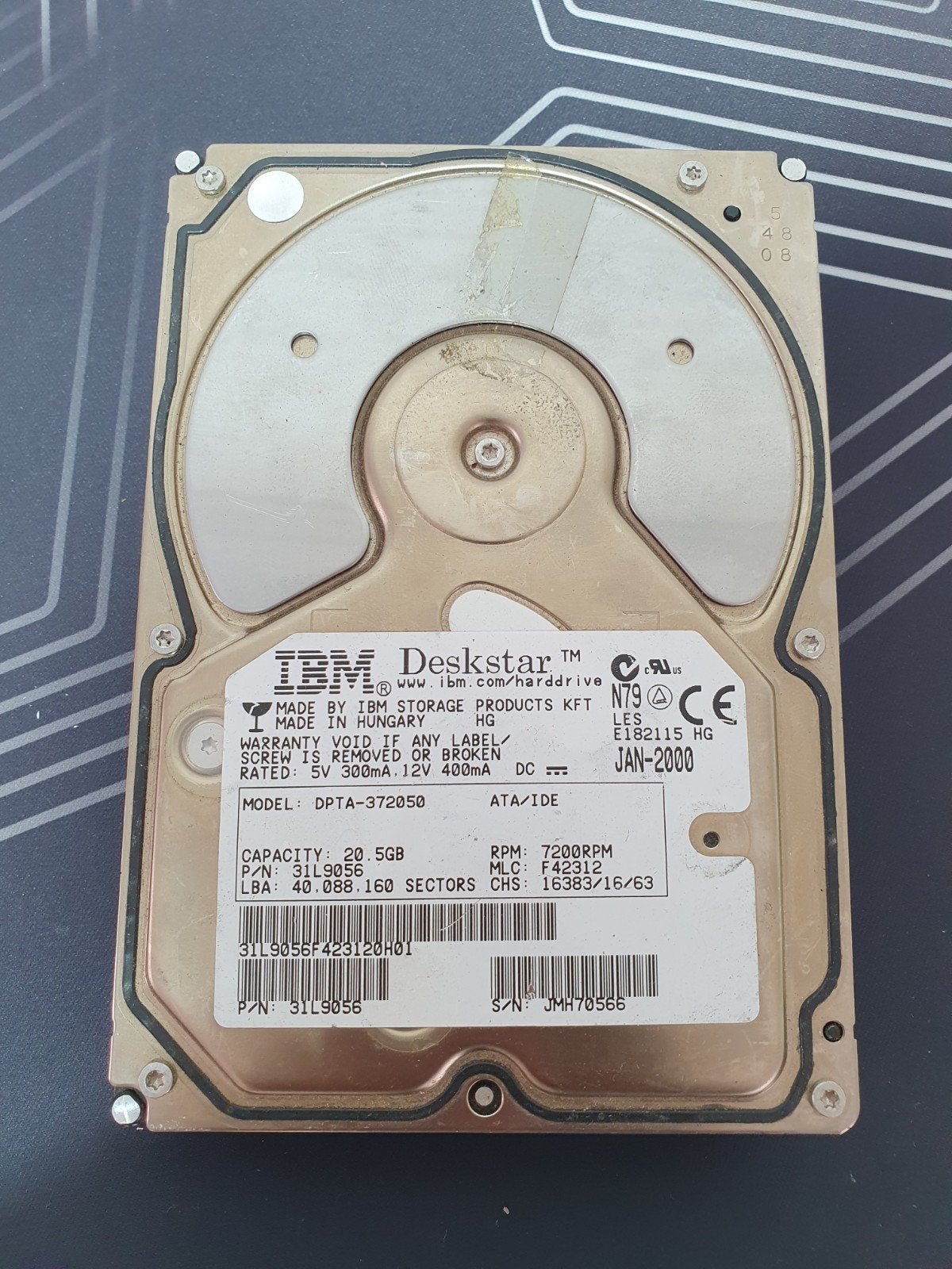 IBM Deskstar 20.5GB harde schijf – 3.5" IDE (PATA), Computers en Software, Harde schijven, Intern, Gebruikt, 20,5 GB, .
