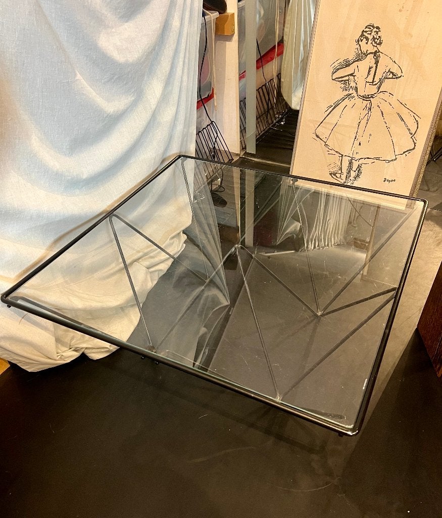 Vintage design glazen salontafel Paola Piva Alanda tafel, Huis en Inrichting, Ophalen, Gebruikt, 100 tot 150 cm, 50 tot 100 cm