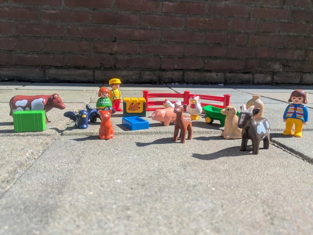 Playmobil 1 2 3 boerderij set met figuren en dieren, Ophalen of Verzenden