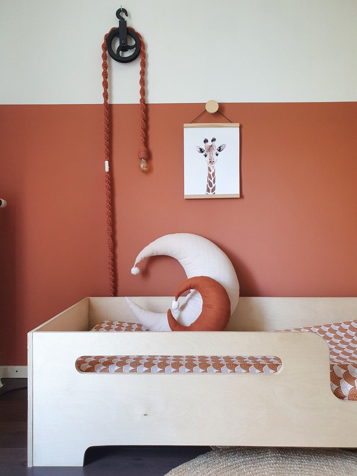 Hanglamp met katrol en macramé touw - Liefs van Emma, Ophalen of Verzenden, Gebruikt