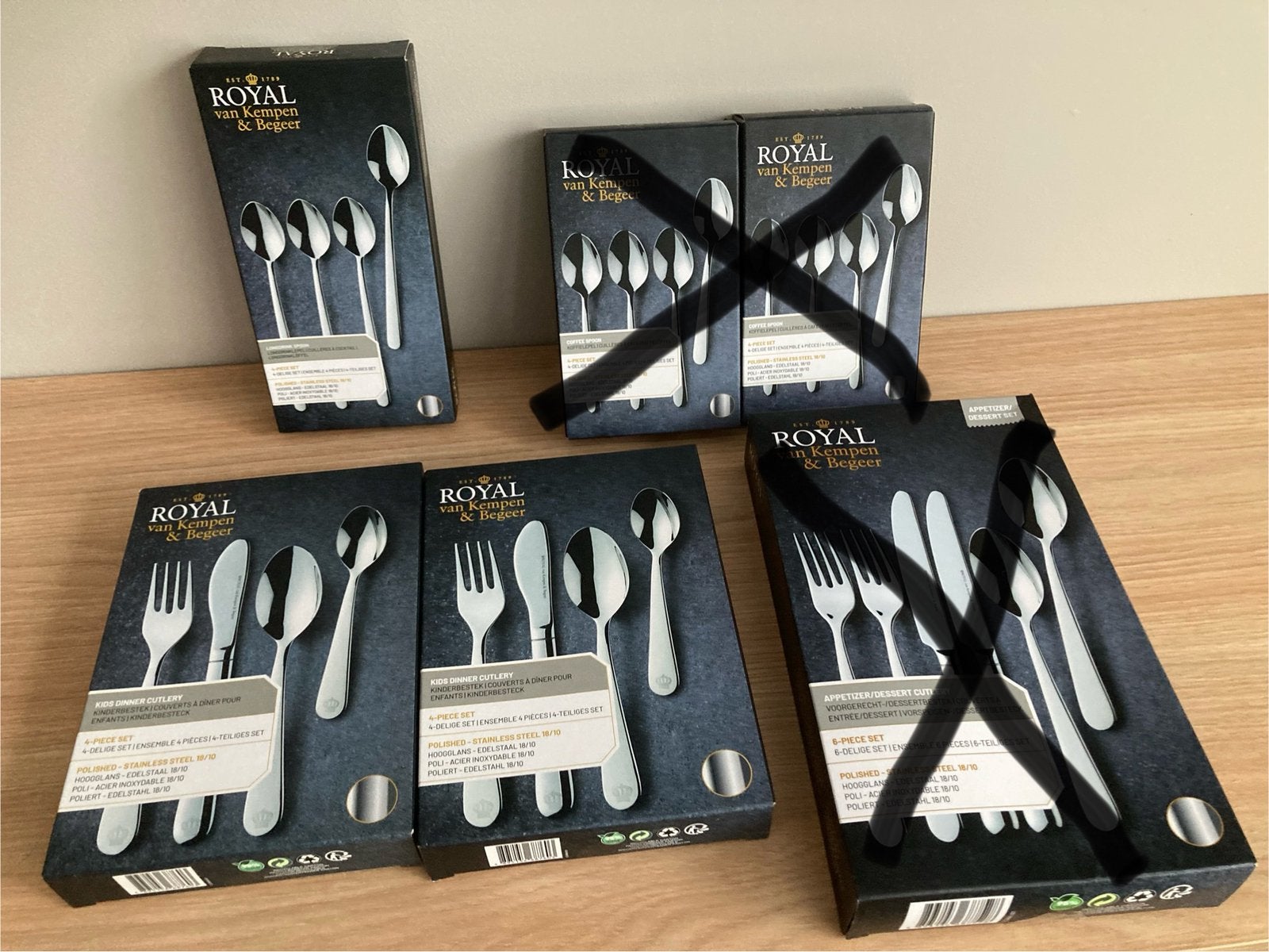 Diverse nieuwe besteksets van Royal van Kempen & Begeer, Huis en Inrichting, Keuken | Bestek, Nieuw, Ophalen of Verzenden, Rvs of Chroom