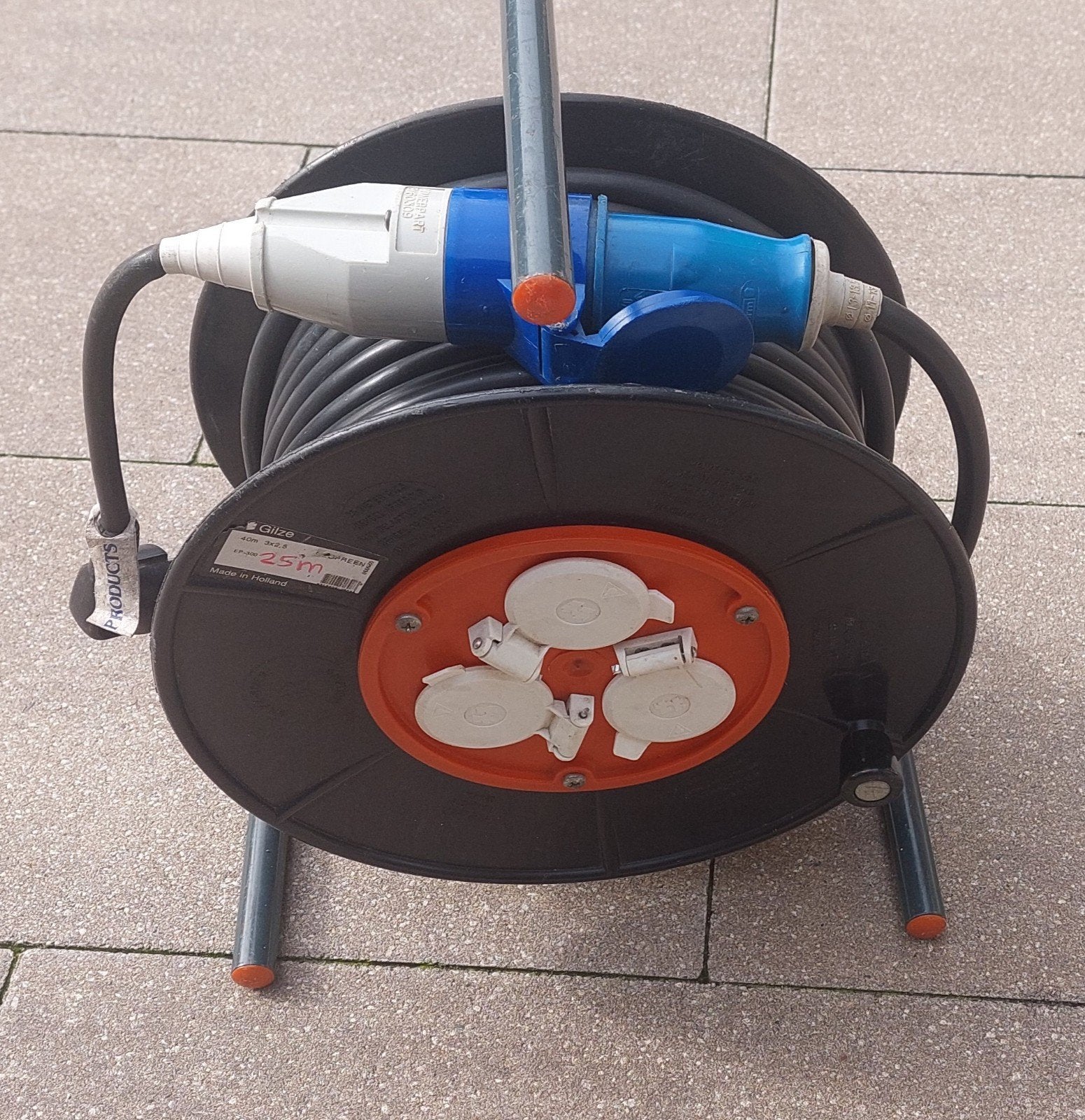 professionele CEE camping kabelhaspel 25m 3×2,5 mm, Ophalen of Verzenden, Zo goed als nieuw