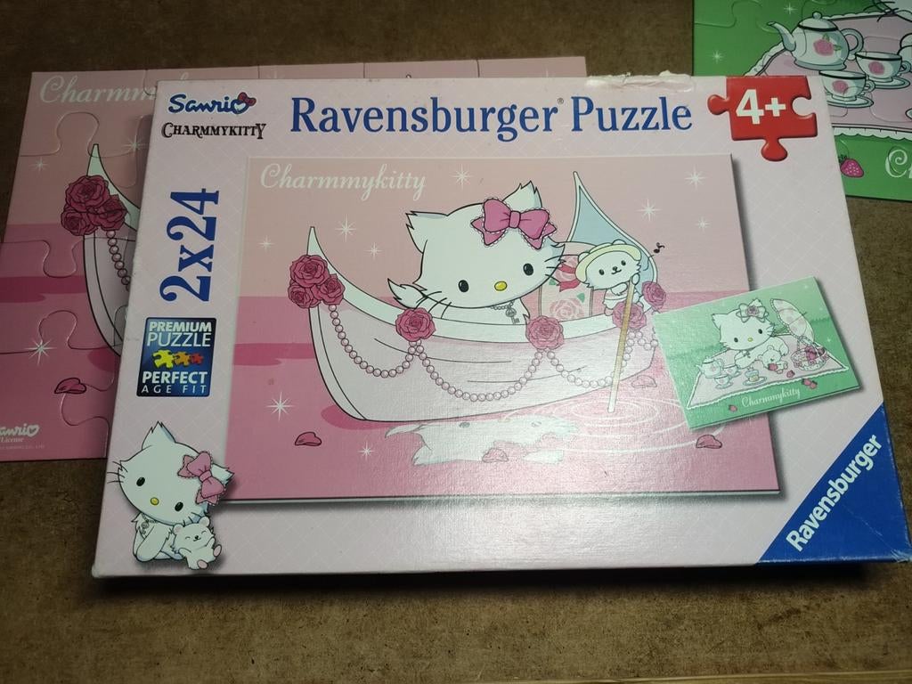 Ravensburger puzzels 2x 24 stukjes Hello Kitty, Ophalen of Verzenden, 10 tot 50 stukjes, Gebruikt, 4 tot 6 jaar