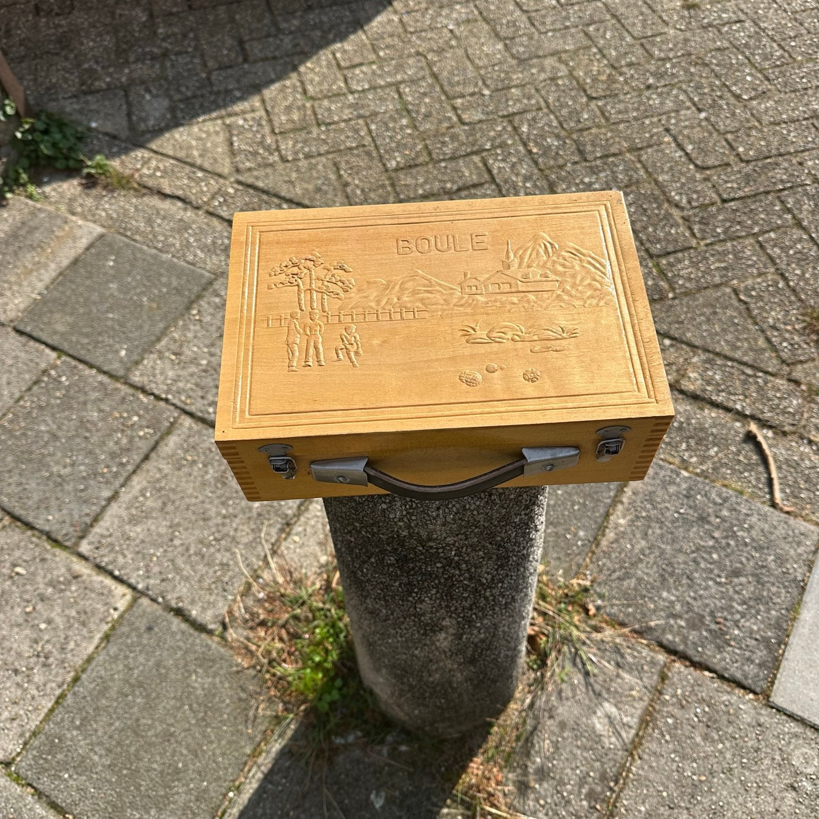 Petanque set in houten kist - Boule, Ophalen of Verzenden, Gebruikt