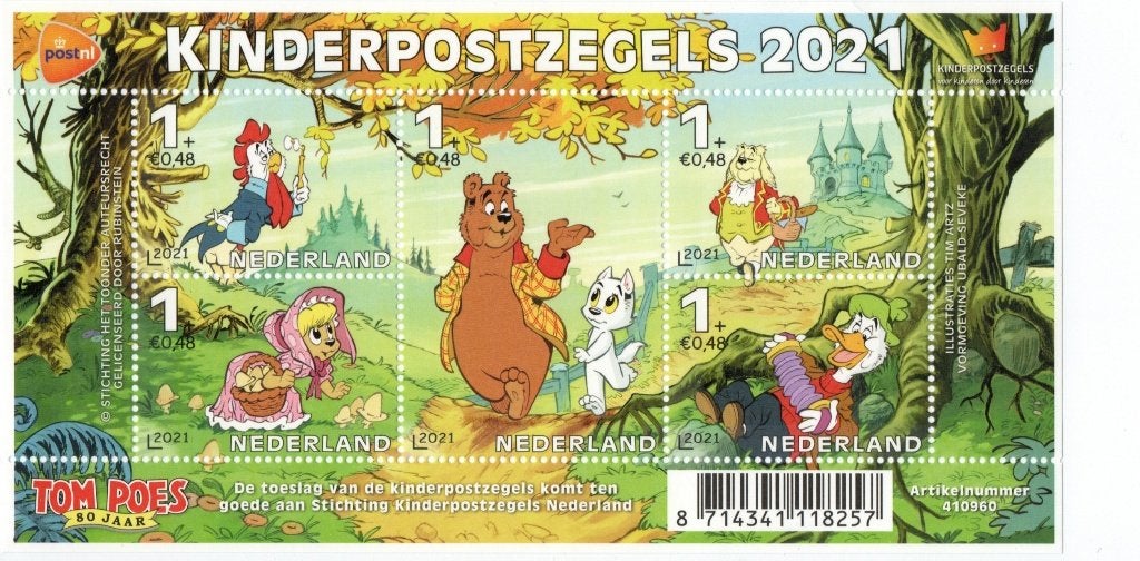 Kinderpostzegels 2021 - Tom Poes 80 Jaar, Postzegels en Munten, Ophalen of Verzenden, Na 1940, Postfris