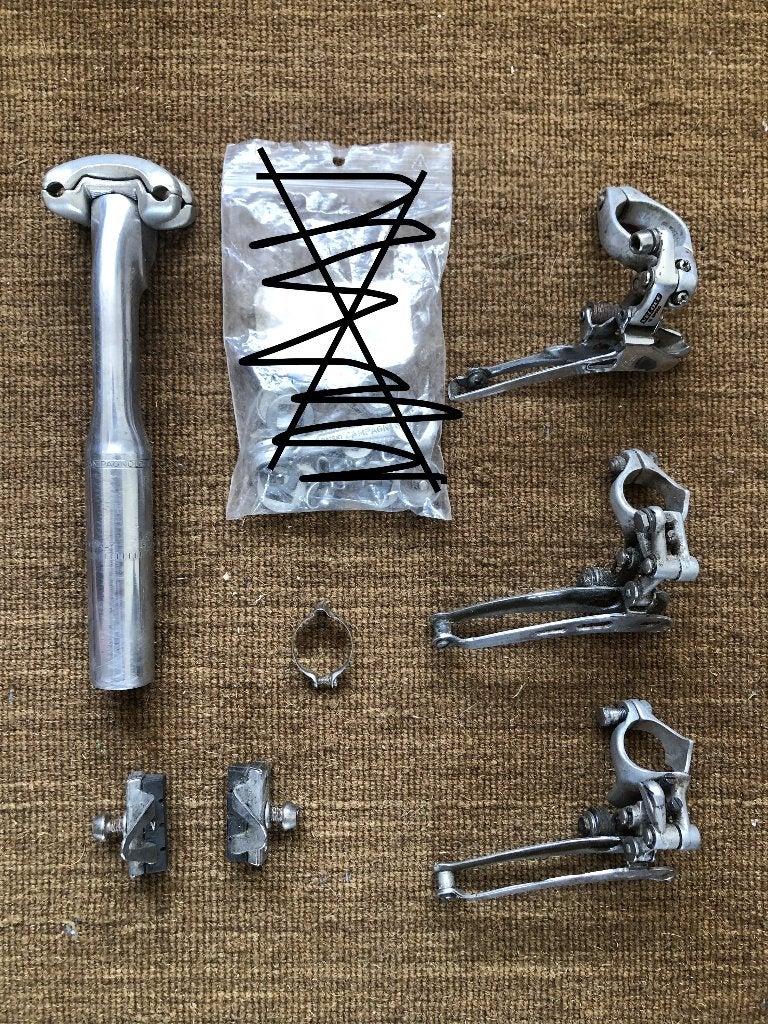 Campagnolo diverse onderdelen partij racefiets vintage, Fietsen en Brommers, Fietsonderdelen, Gebruikt, Ophalen of Verzenden, Aluminium