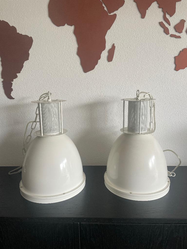 Hanglamp wit industrieel, 50 tot 75 cm, Ophalen of Verzenden, Zo goed als nieuw, Industriële
