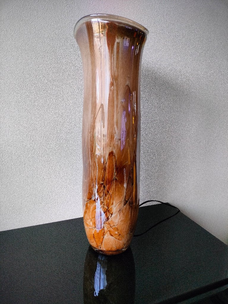 Murano Vloer-Tafellamp Gemarmerd Patroon Design 1990, Huis en Inrichting, Lampen | Tafellampen, Oranje, Ophalen of Verzenden, Glas