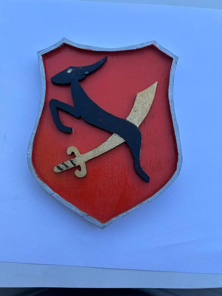 Privé aanmaak schildje 3-8 RI 'De Springbokken' 7 December D, Ophalen of Verzenden, Landmacht, Nederland, Kunstobject