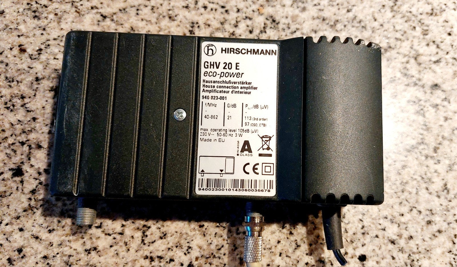 Hirschmann GHV 20 E eco-power huisversterker, Ophalen of Verzenden, Gebruikt