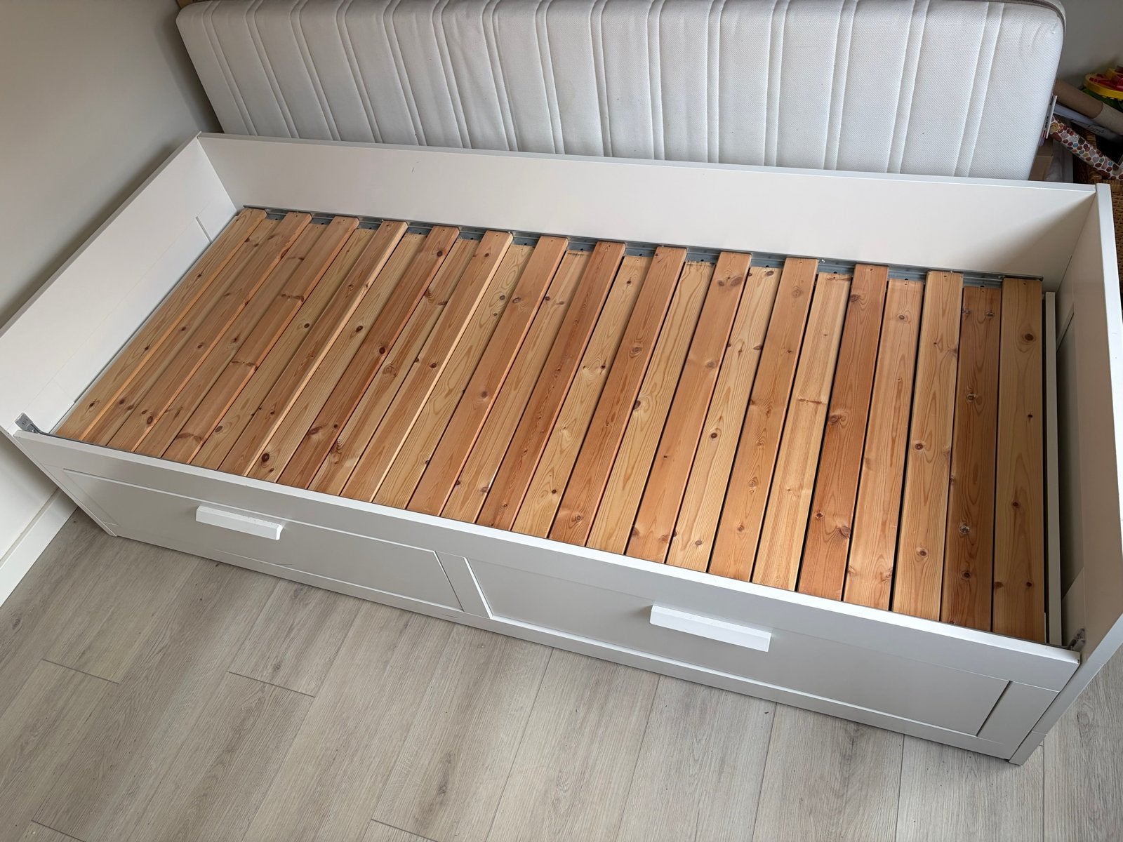 IKEA Brimnes bedbank wit - 200x80/160, Ophalen, Wit, Tweepersoons, Zo goed als nieuw