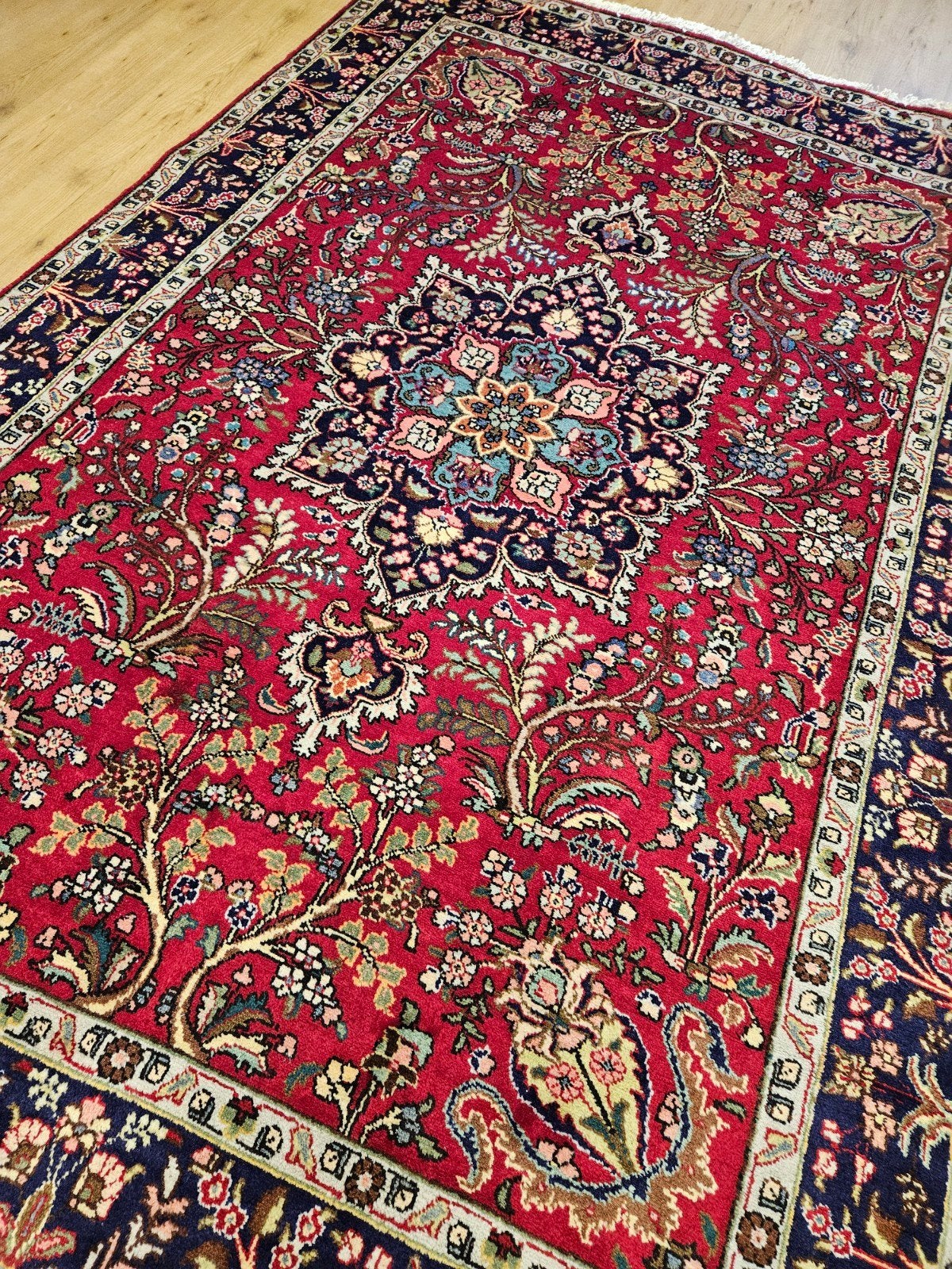 Vintage handgeknoopt perzisch tapijt tabriz 298x197, Info@SlatsAntiek.nl, Tweedehands, Perzisch, 150 tot 200 cm
