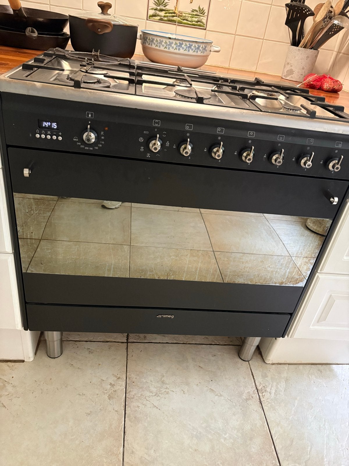 Smeg Fornuis met Oven - Zwart/RVS - Vrijstaand, Ophalen, Gebruikt, Smeg, Oven