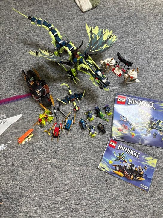 Lego Ninjago sets 70736 & 70733 - Geestdraak en Jay's Blikse, Kinderen en Baby's, Speelgoed | Duplo en Lego, Gebruikt, Lego, Ophalen of Verzenden