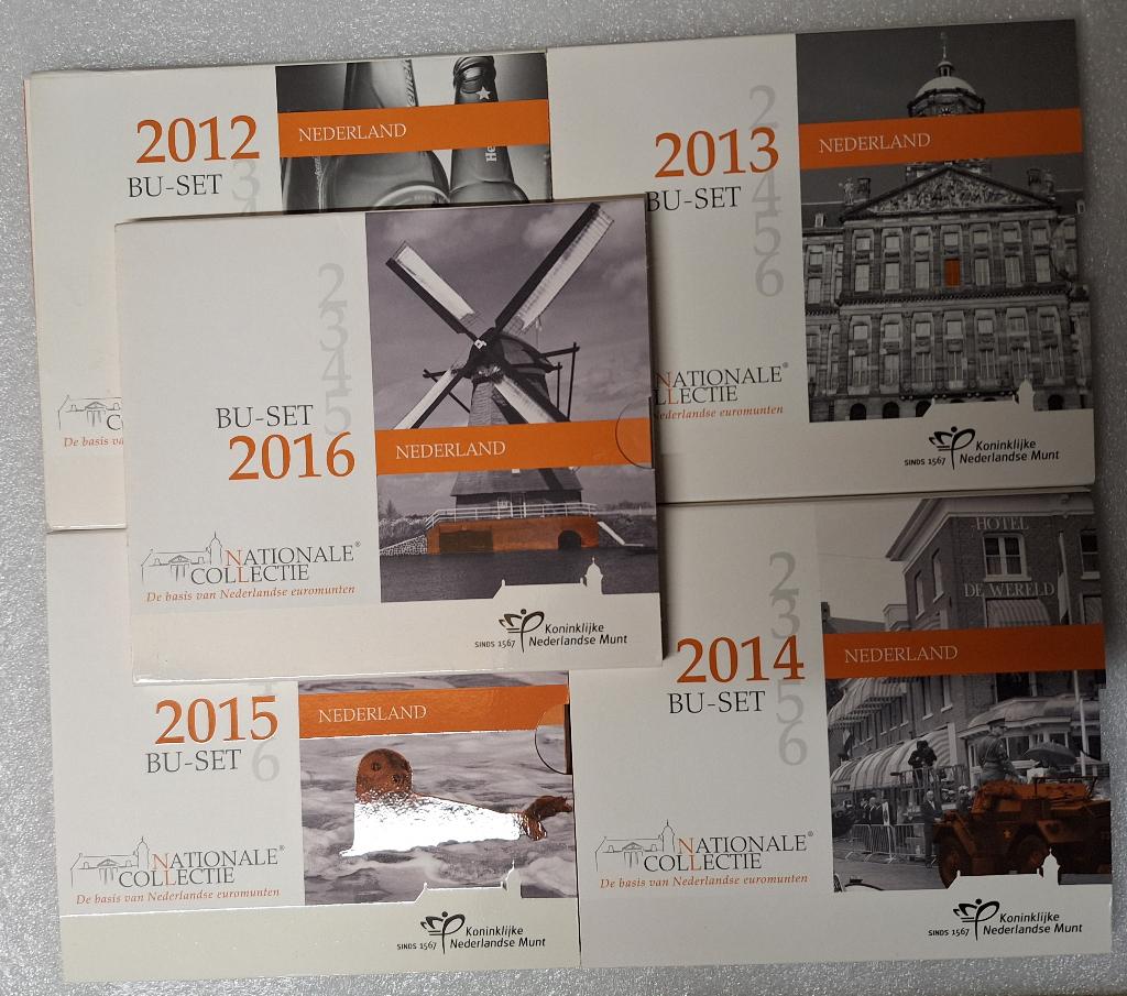 Jaarsets BU "Nederlands Wereld Erfgoed" 2012 t/m 2016 - €95, Ophalen of Verzenden, Overige landen, Overige waardes