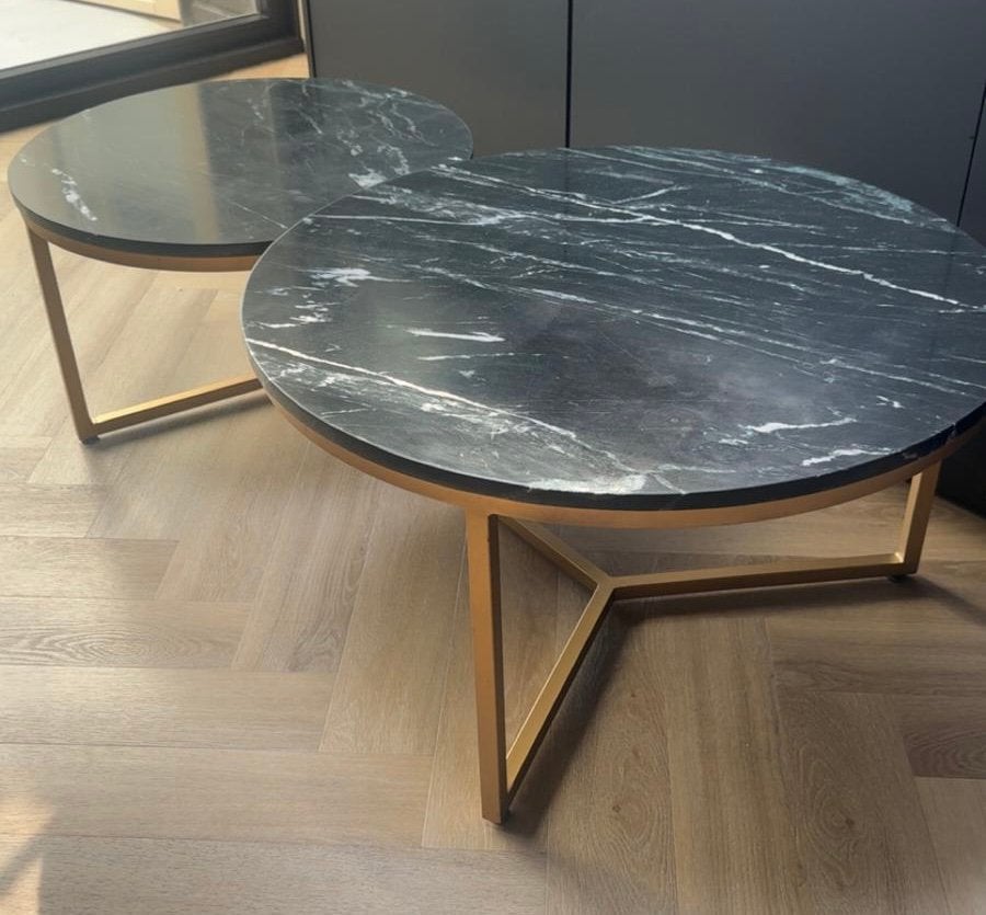 Salontafelset marmer (geen marmer look) - Moods collection, Ophalen, Zo goed als nieuw, Rond, 50 tot 100 cm