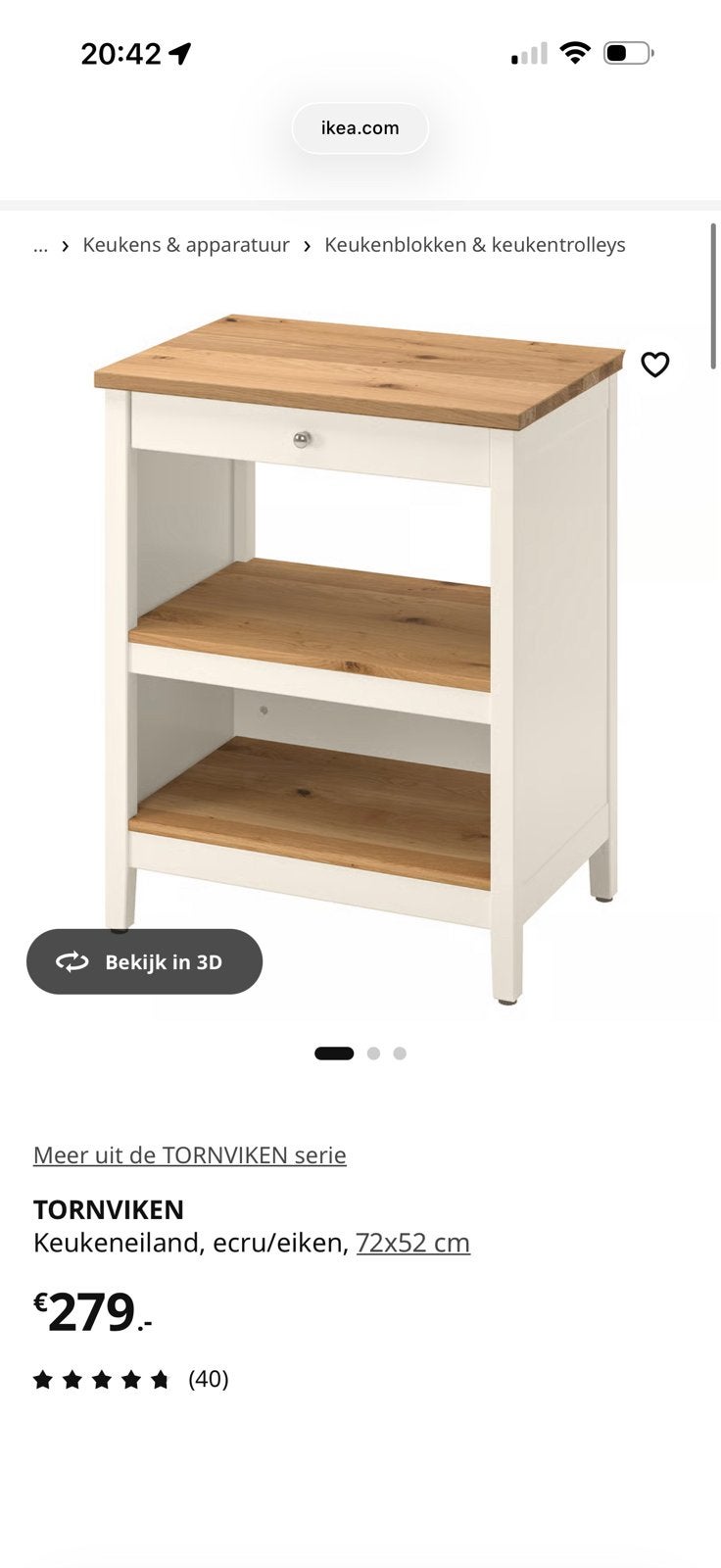Koffie / Keuken kast, Ophalen, Zo goed als nieuw, Hout, IKEA