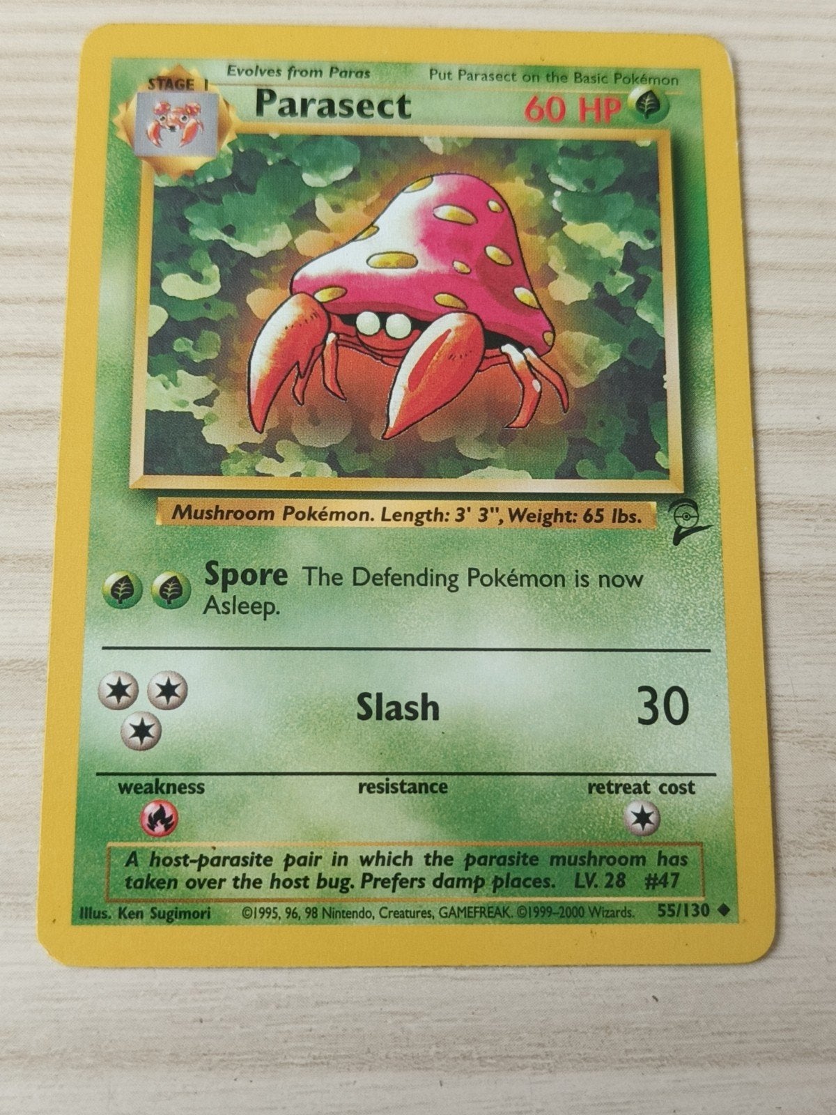 Parasect 55/130 base set 2, Hobby en Vrije tijd, Verzamelkaartspellen | Pokémon, Ophalen of Verzenden, Zo goed als nieuw, Losse kaart