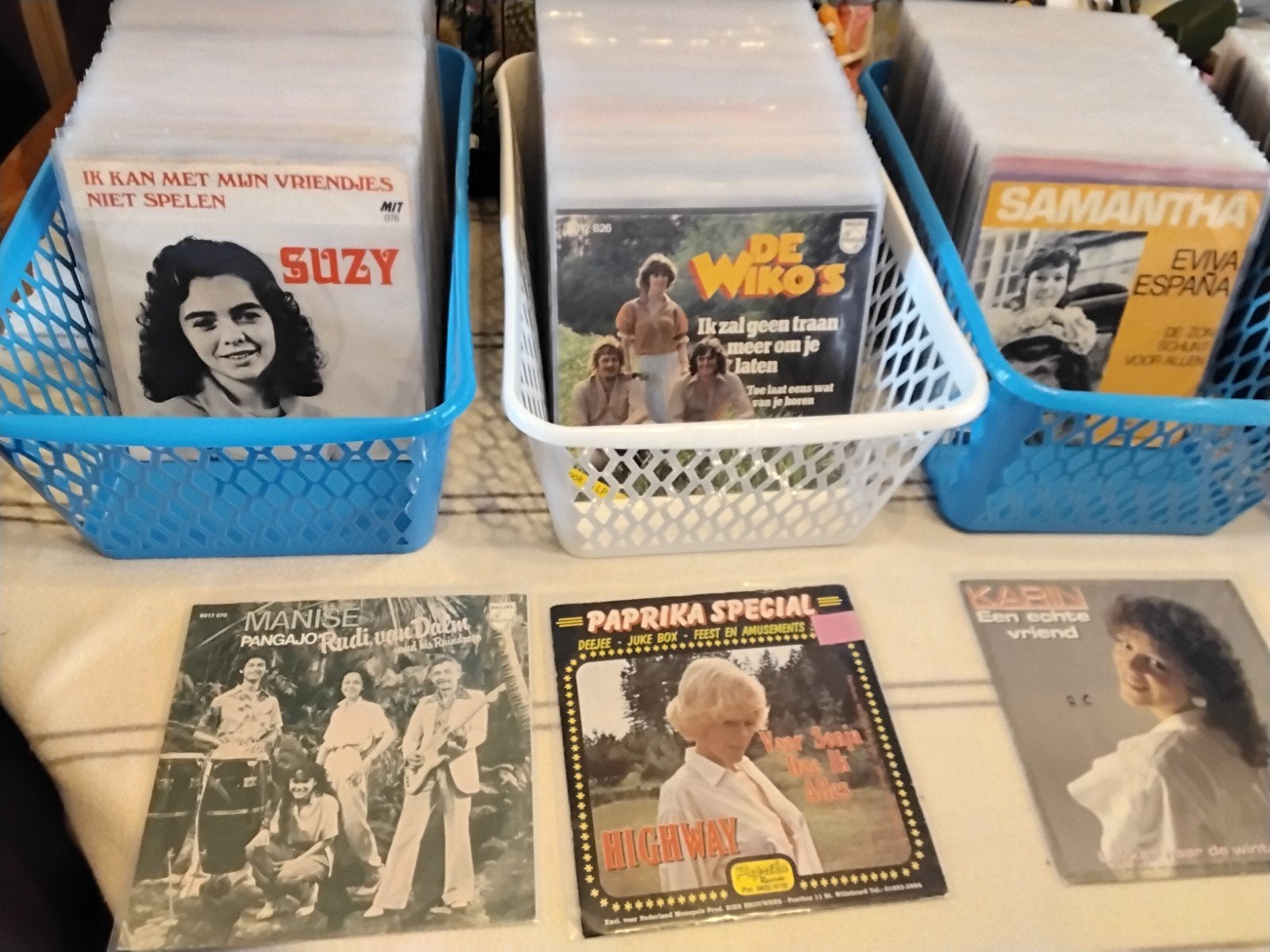Partij Verzameling top singels piraat 4 bakjes vol 350 stuks, Verzenden, Gebruikt, Overige formaten, Levenslied of Smartlap