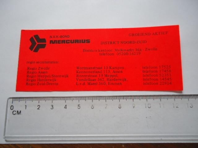 sticker oud NVV Kampen Assen Meppel harderwijk emmen, Verzenden, Zo goed als nieuw, Bedrijf of Vereniging