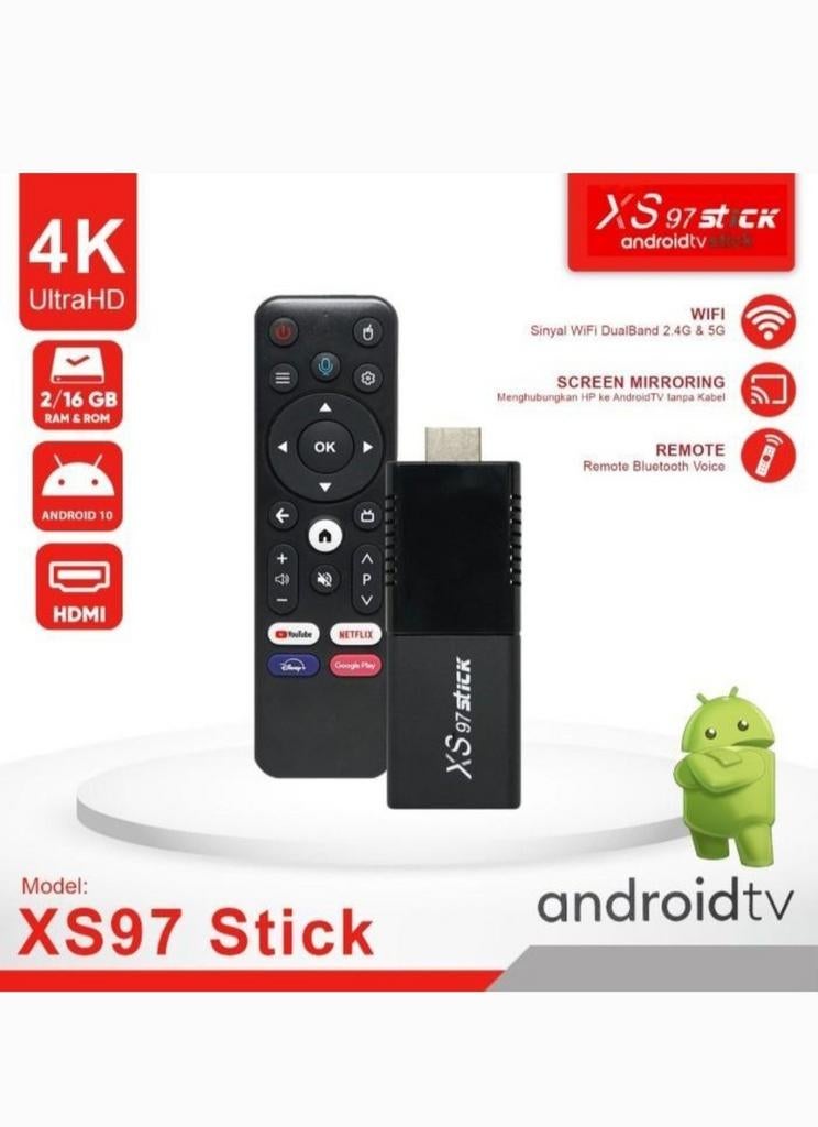 XS97 Stick 4K UltraHD Android TV Stick met Afstandsbediening, Ophalen of Verzenden, Nieuw, HDMI, Minder dan 500 GB