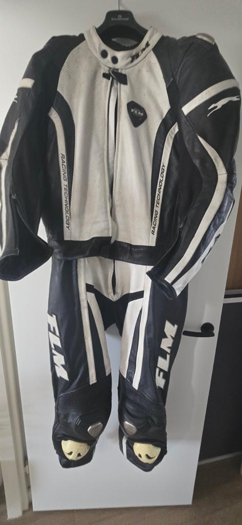 FLM Leren Motorpak 2-delig - Jas 54, Broek 56, Tweedehands, Heren, Combipak, FLM