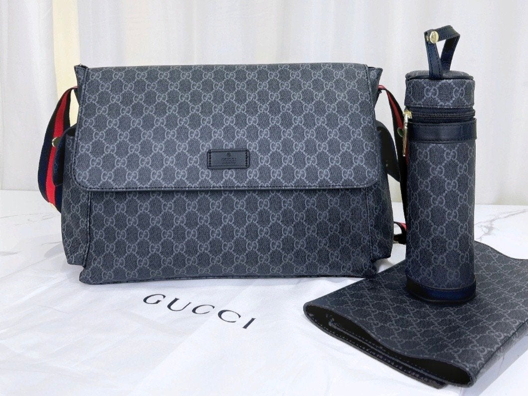 Gucci GG luiertas met flessenhouder en verschoonmatje, Gucci, Zwart, Nieuw, Ophalen of Verzenden