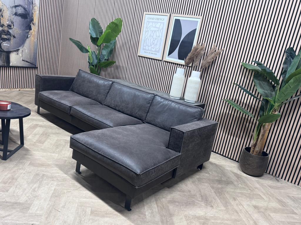 ZGAN Pronto Hoekbank Microleer - Antraciet - 289 x 150, Huis en Inrichting, -, -, Hoekbank, Leer