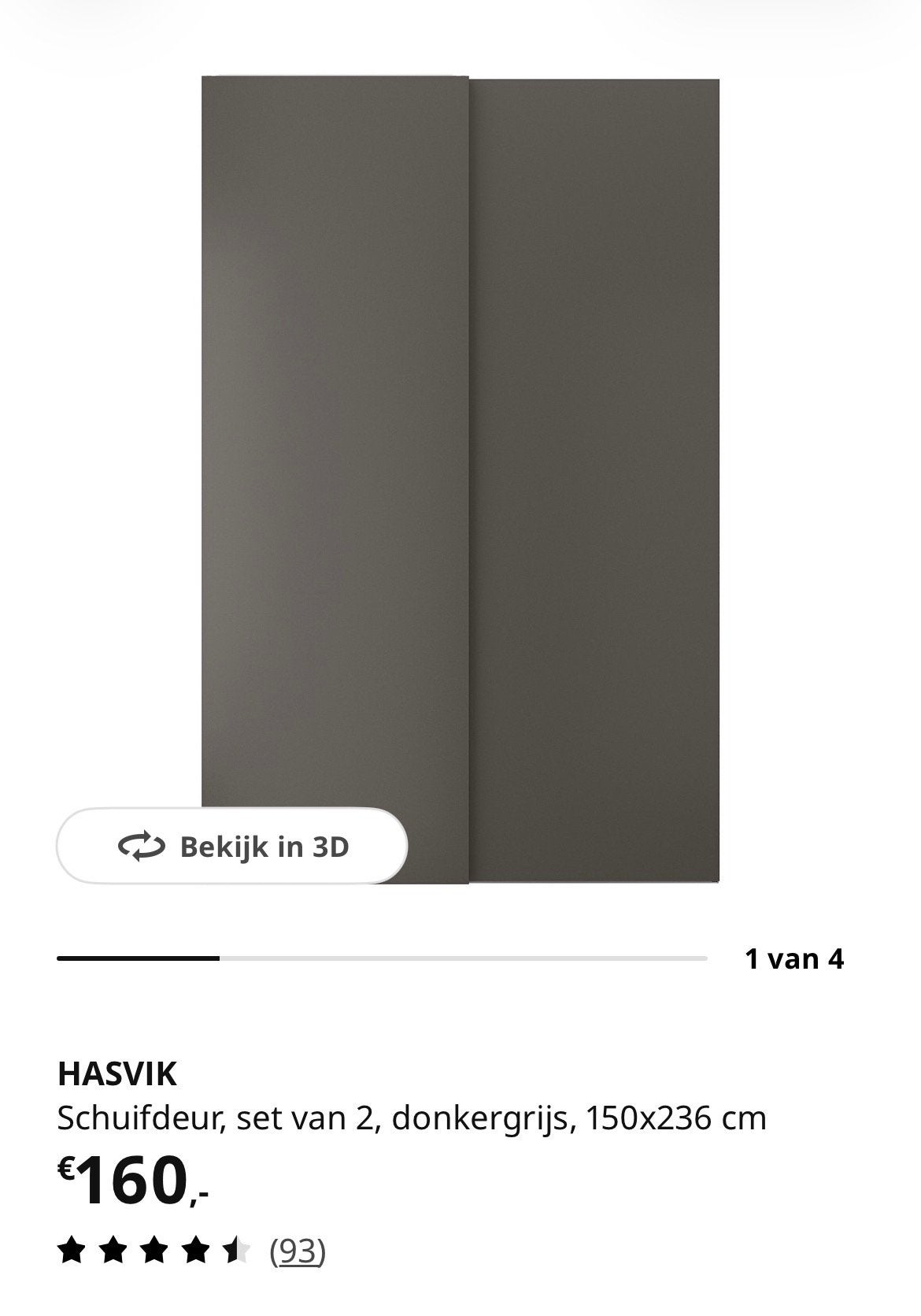 Hasvik schuifdeur, Ophalen, Zo goed als nieuw, 200 cm of meer