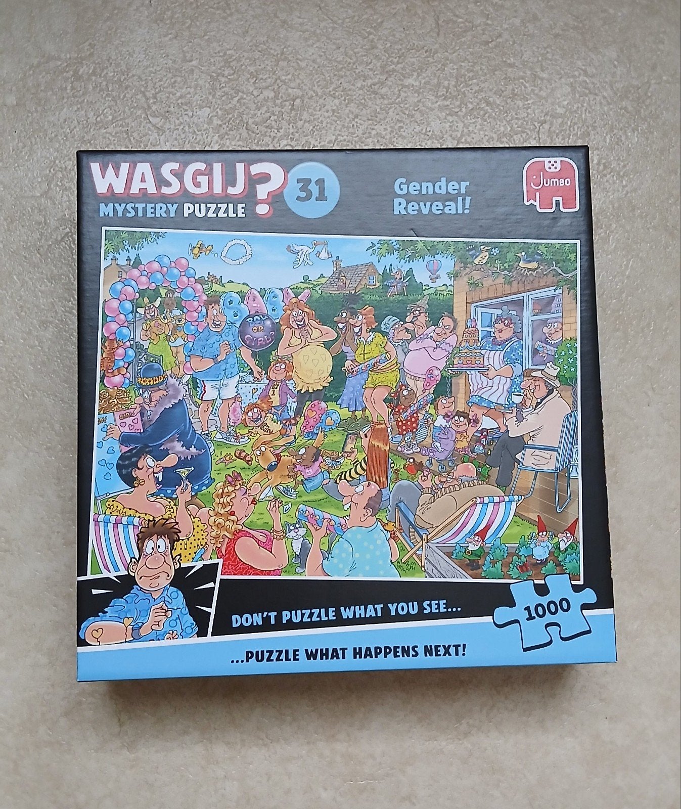 Wasgij mystery 31  Gender reveal!, Ophalen of Verzenden, 500 t/m 1500 stukjes, Zo goed als nieuw, Legpuzzel