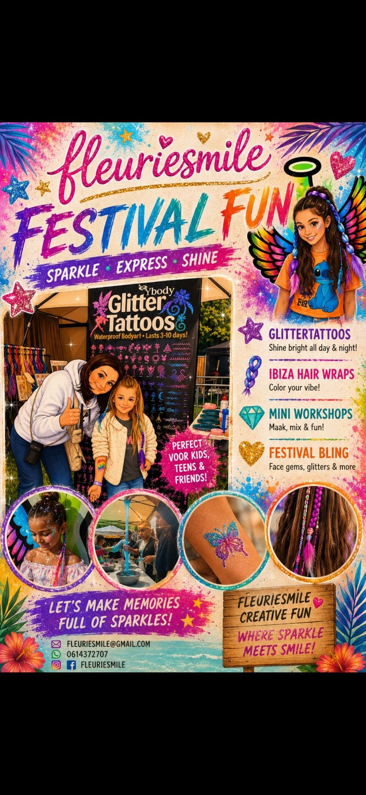 Sljm feestjes/Schminken/Glittertattoos etc