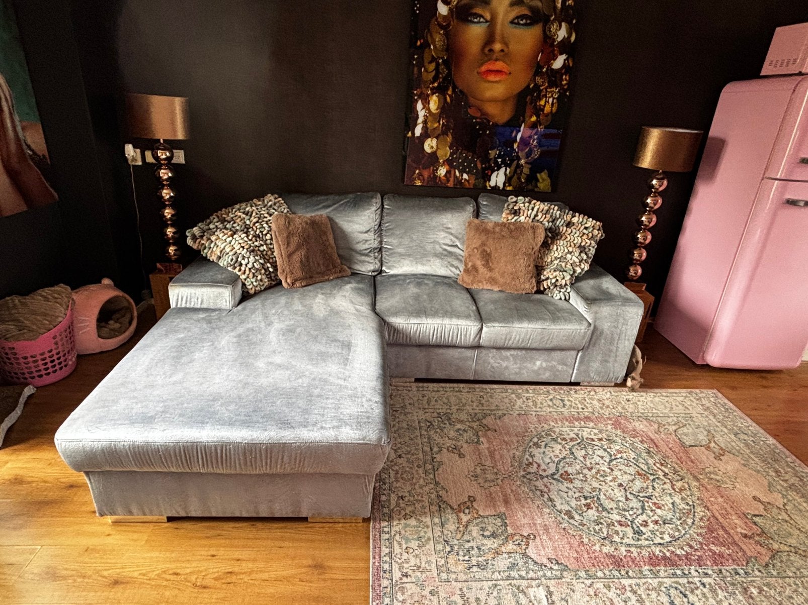 Mooi blauw grijze bankstel, Huis en Inrichting, Ophalen, Gebruikt, Stof