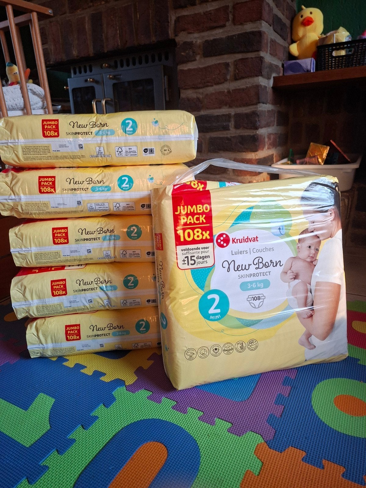 6x jumbo packs Kruidvat New Born luiers maat 2, Ophalen, Nieuw
