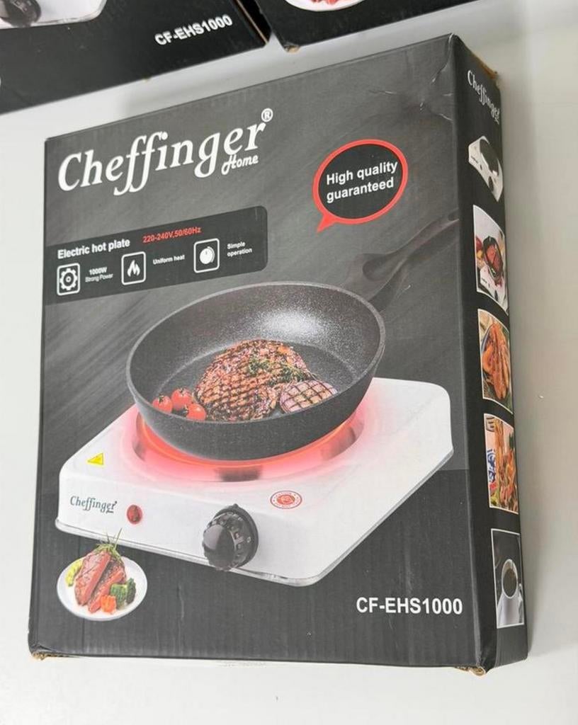 Cheffinger CF-EHS1000 – 1000W Elektrische Kookplaat (Enkel), Caravans en Kamperen, Kampeeraccessoires, Nieuw, Ophalen of Verzenden