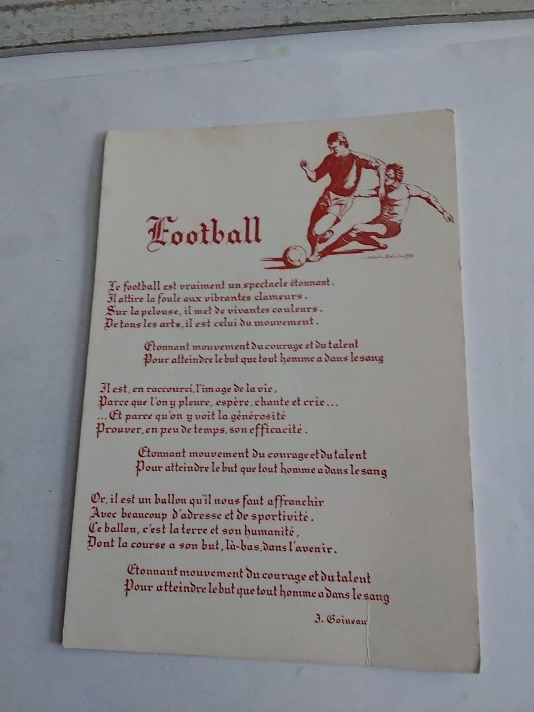 Oude Franse Voetbal Ansichtkaart - Gedicht J. Goineau, Ophalen of Verzenden, Voor 1920, Ongelopen