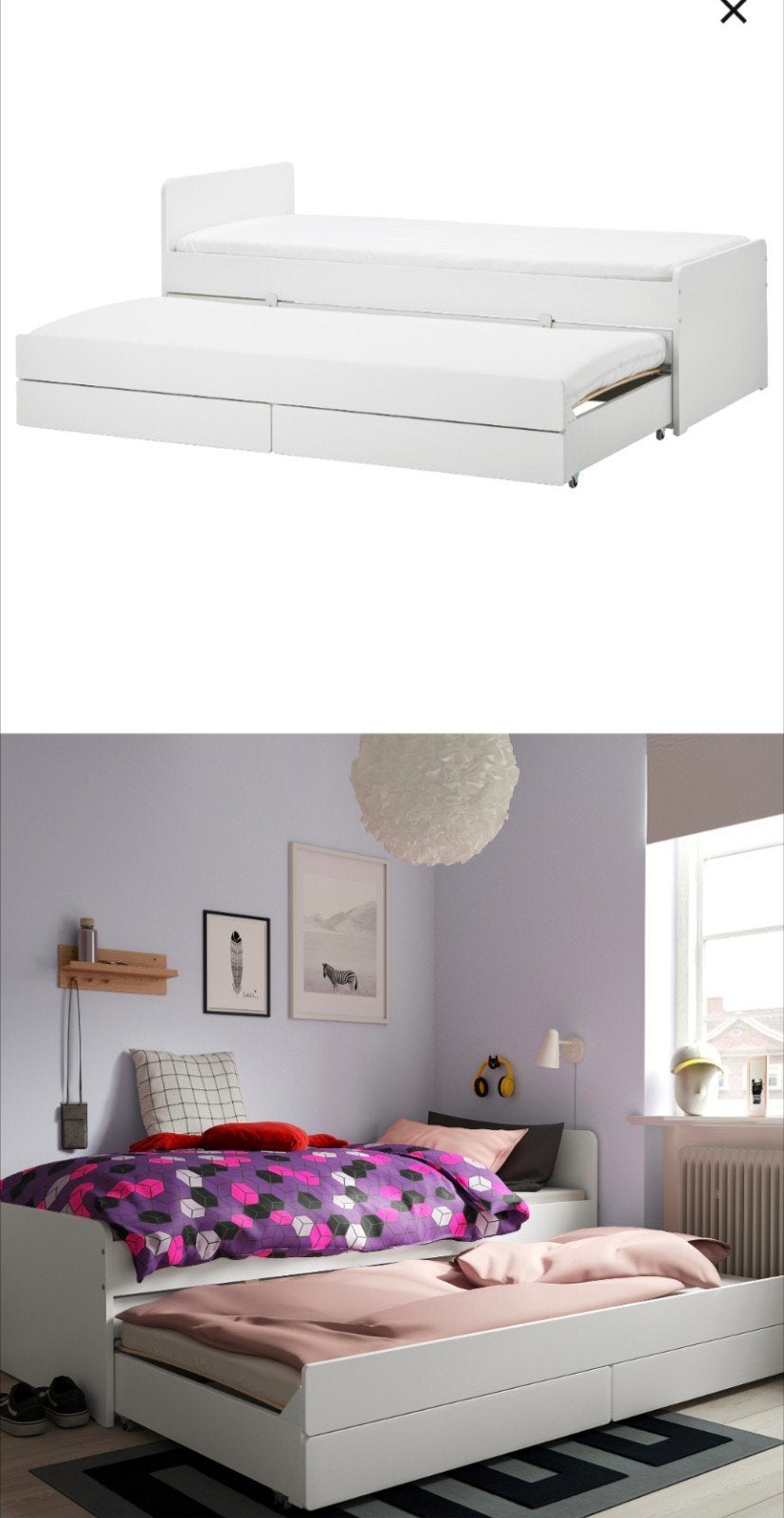 Uitschuifbed met opberglades - Wit, Huis en Inrichting, Ophalen, Gebruikt, 90 cm, Eenpersoons