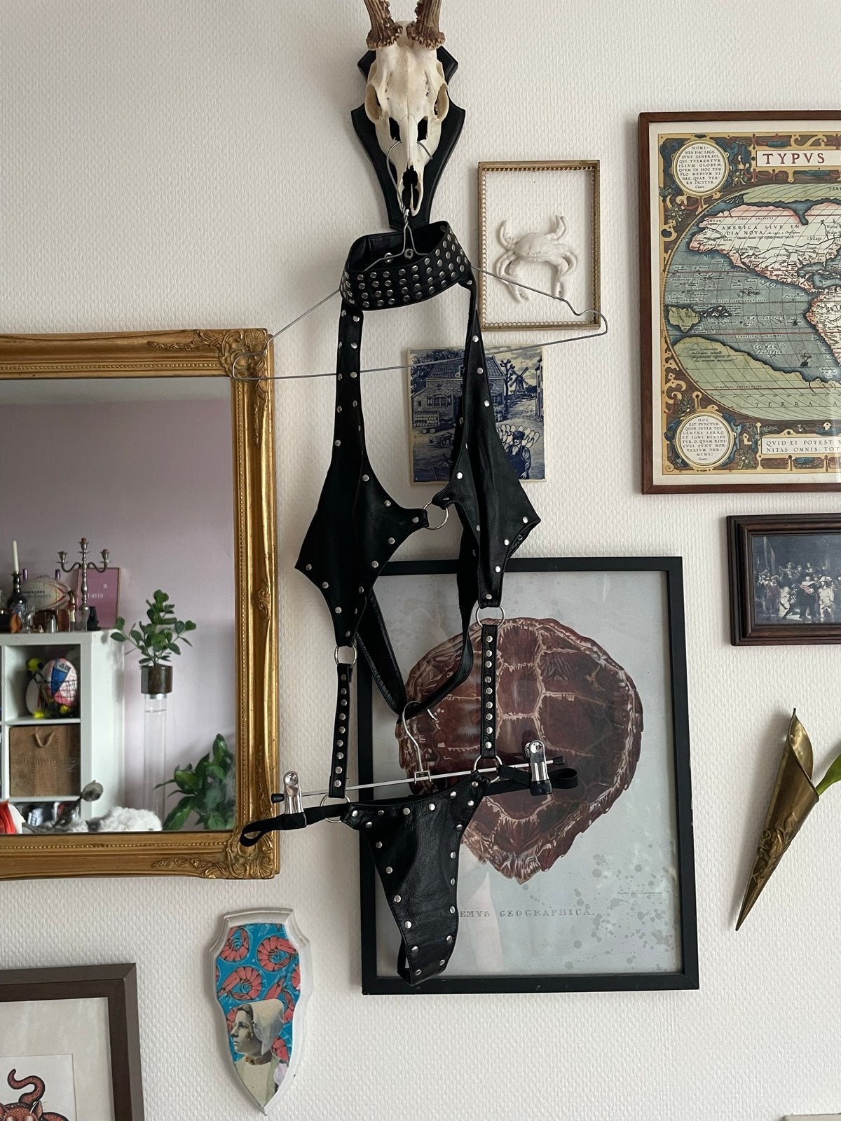 Leren Studded fetisj Body met Choker - Allure Lingerie, Kleding | Dames, Verzenden, Zwart, Body of Korset